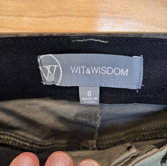 Wit & Wisdom Womens "AB"Solution Pants Sz 0 Green-Tan Ankle Skimmer Casual - Picture 4 of 12